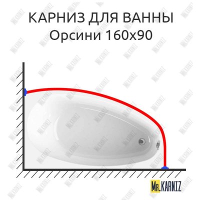 Карниз для ванны Radomir Орсини 160х90 Усиленный 20 мм MrKARNIZ