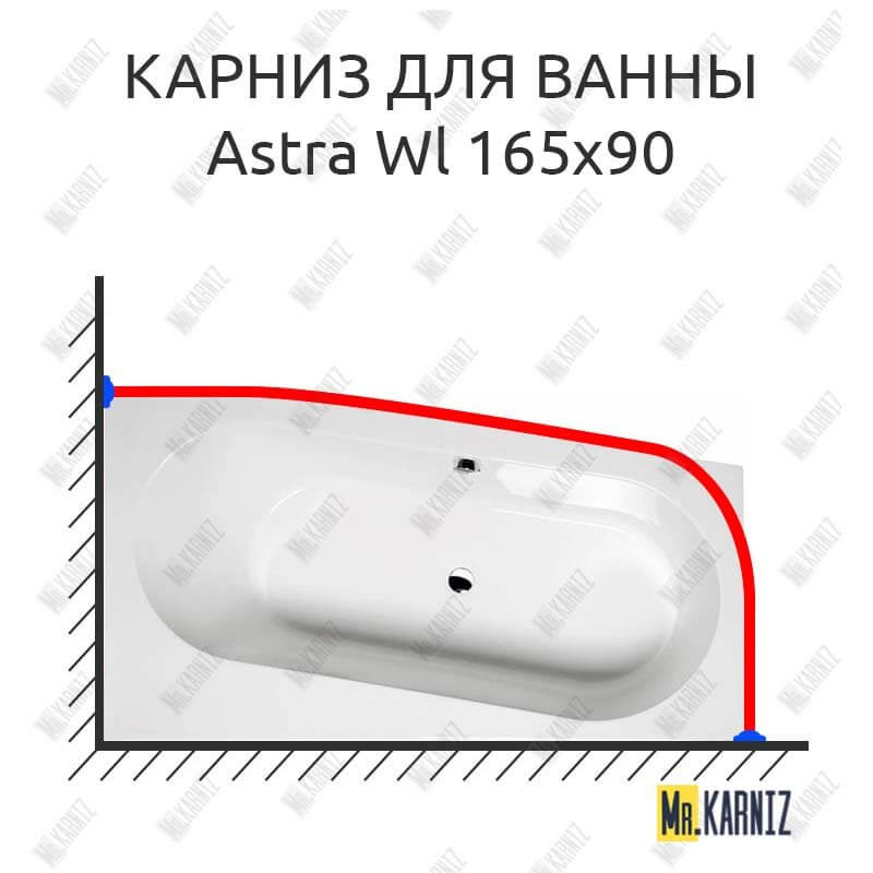 Карниз для ванны Alpen Astra Wl 165х90 Усиленный 25 мм MrKARNIZ