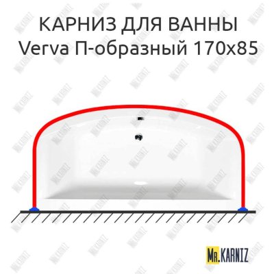 Карниз для ванны Alpen Verva П-образный 170х85 Усиленный 20 мм MrKARNIZ