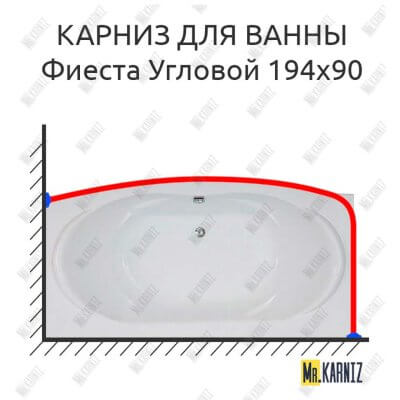 Карниз для ванны Bas Фиеста Угловой 194х90 Усиленный 25 мм MrKARNIZ