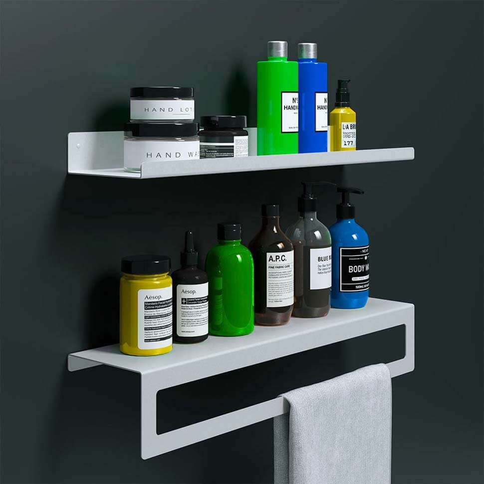 Держатель для полотенец и настенная навесная полка для ванной комнаты 50 см Белая