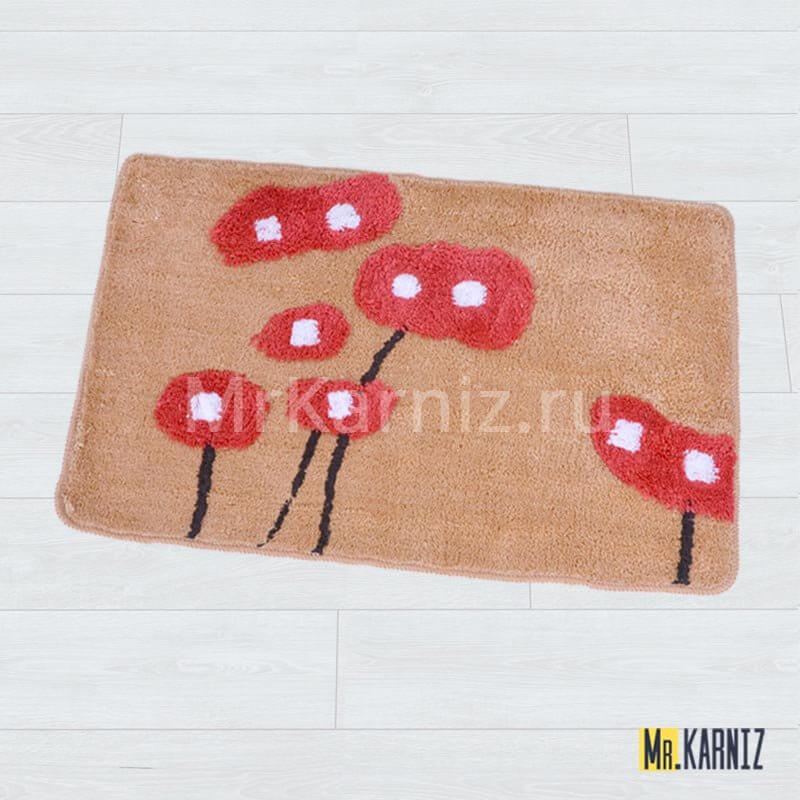 Коврик в ванную Маки бежевый