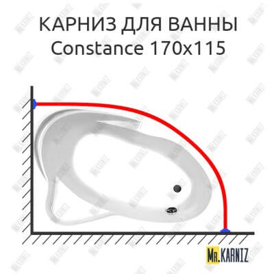 Карниз для ванны Jika Constance 170х115 Усиленный 25 мм MrKARNIZ
