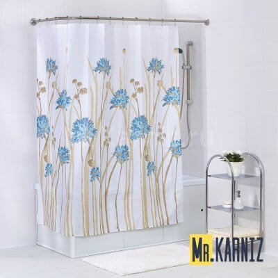 Штора для ванной Flowers Blue