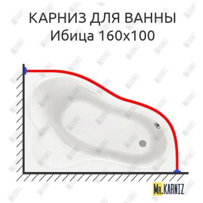 Карниз для ванны Santek Ибица 160х100 Усиленный 25 мм MrKARNIZ