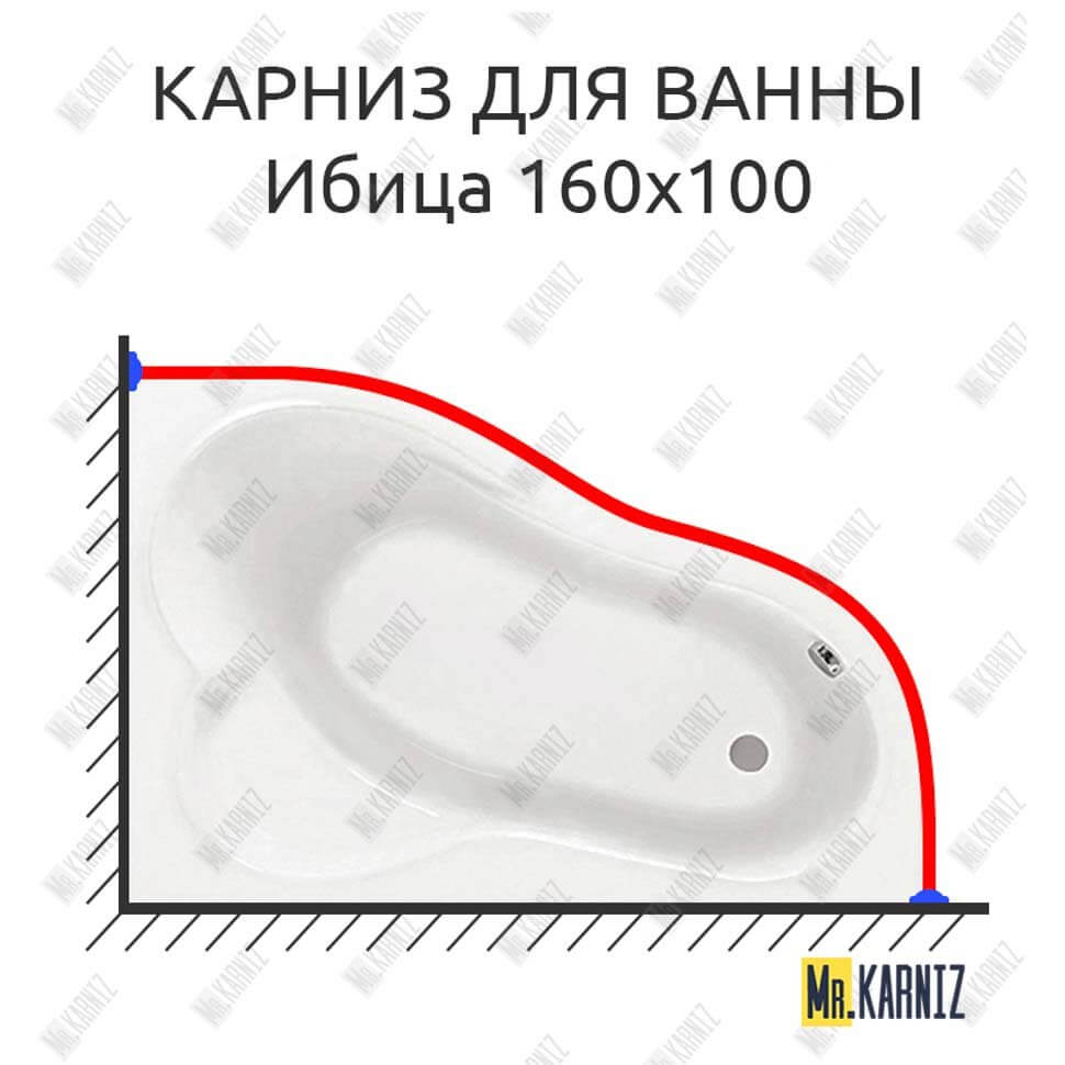 Карниз для ванны Santek Ибица 160х100 Усиленный 25 мм MrKARNIZ