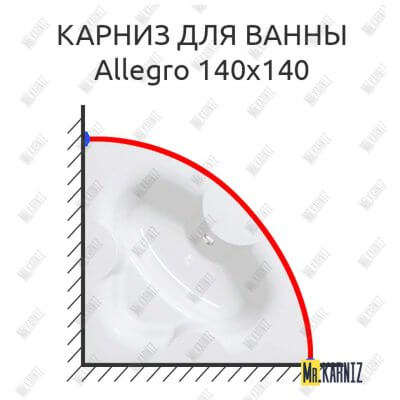 Карниз для ванны Kolpa-San Allegro 140х140 Усиленный 25 мм MrKARNIZ