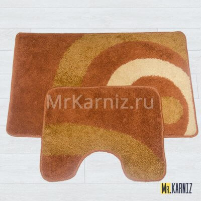 Комплект ковриков для ванной и туалета Орбита коричневый