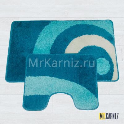 Комплект ковриков для ванной и туалета Орбита синий