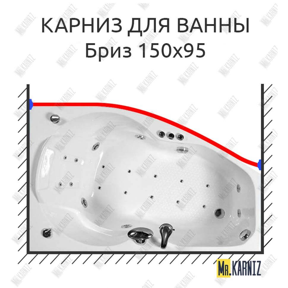 Карниз для ванны Triton Бриз Передний борт 150х95 Усиленный 25 мм MrKARNIZ