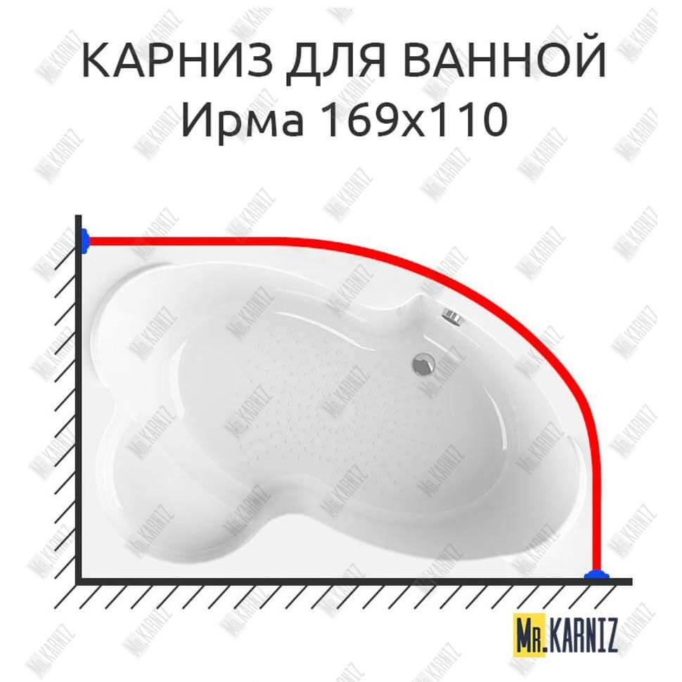 Карниз для ванной Vannesa Ирма 169х110 Усиленный 25 мм MrKARNIZ