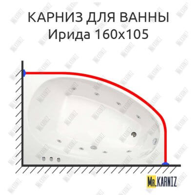 Карниз для ванны Osm Ирида 160х105 Усиленный 25 мм MrKARNIZ