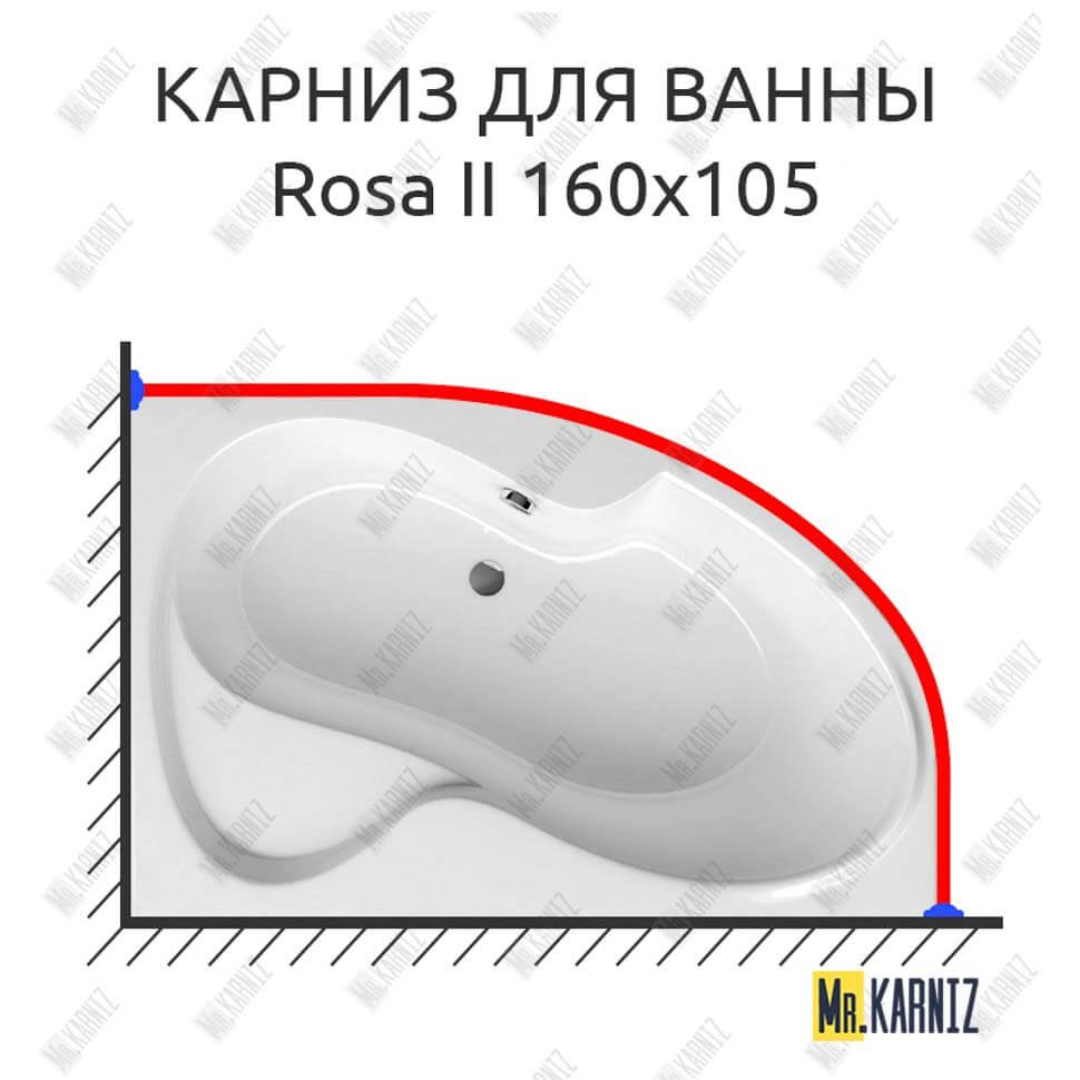 Карниз для ванны Ravak Rosa II 160х105 Усиленный 25 мм MrKARNIZ
