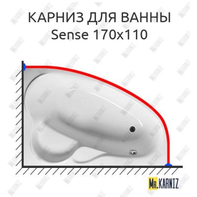Карниз для ванны GNT SENSE 170х110 Усиленный 20 мм MrKARNIZ