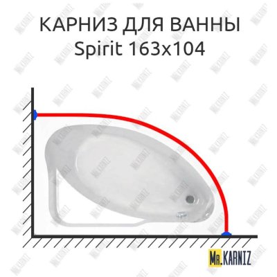 Карниз для ванны Jika Spirit 163х104 Усиленный 20 мм MrKARNIZ